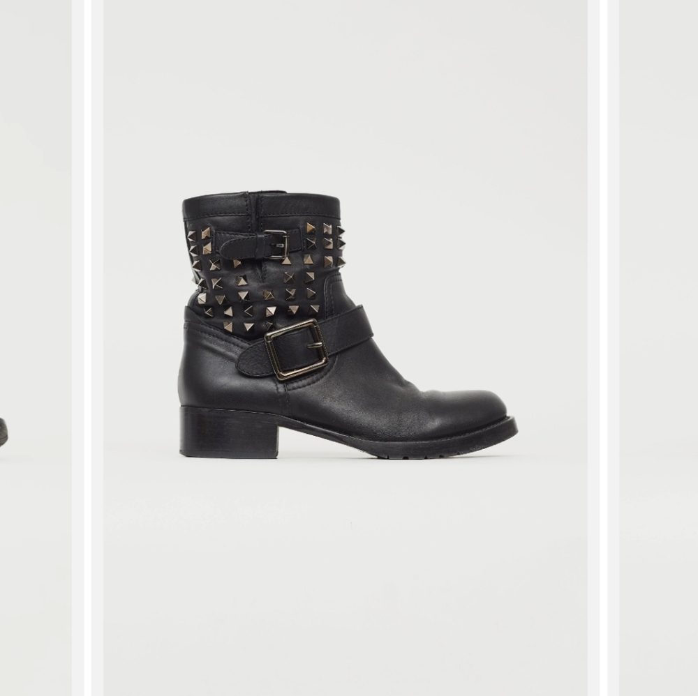 Valentino Garavani Black Studded Combat Boots